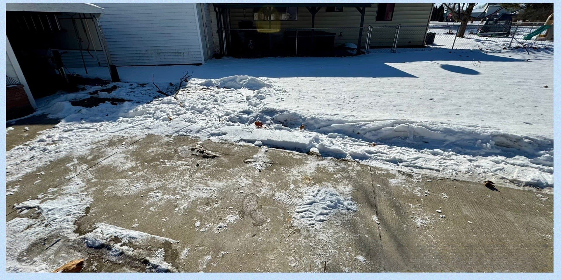 Junk removal in Rockford IL: snowy driveway junk removal after